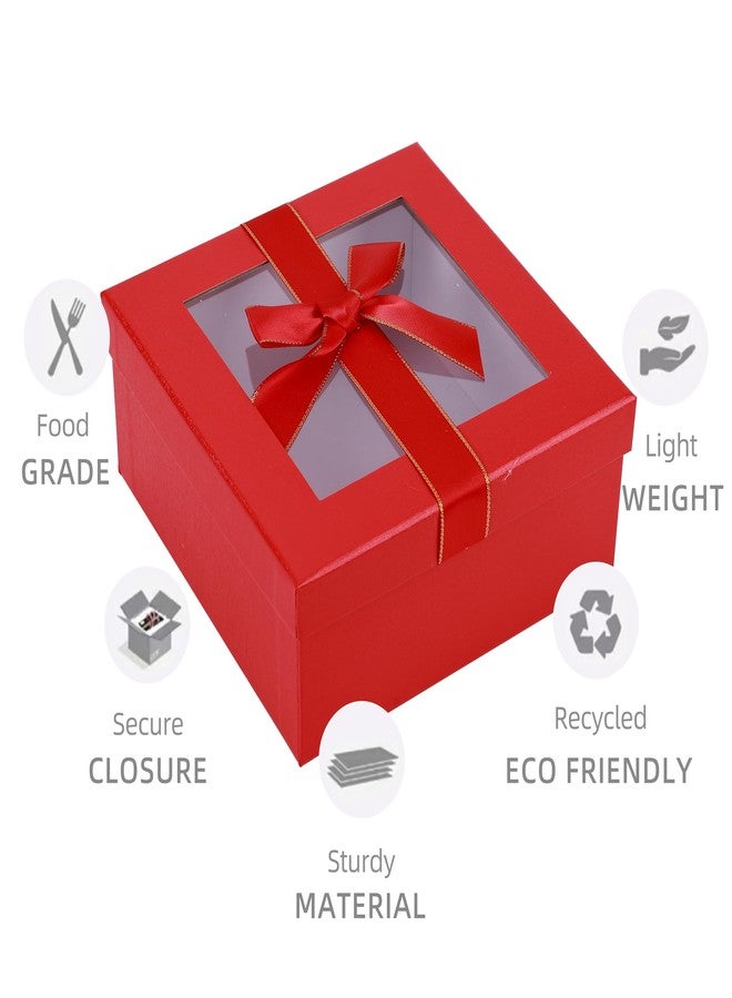 HOME ELEMENTS 3 Pcs Set of Luxury Gift Box Set With Window, Bridesmaid Box, Decorative Gift Packing Boxes For Presents Diwali Christmas Wedding Birthdays Special Occasions (Red),Cardboard, Paper - Image 5